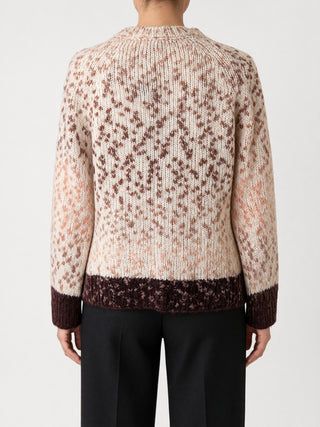 Maglia Paola Burani Girocollo Jacquard Malva indossata, dietro