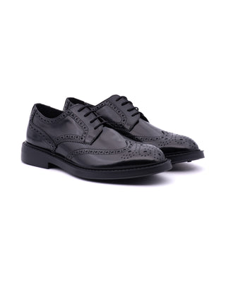 Derby Antica Cuoieria Full Brogue Spazzolato Nero vista 1